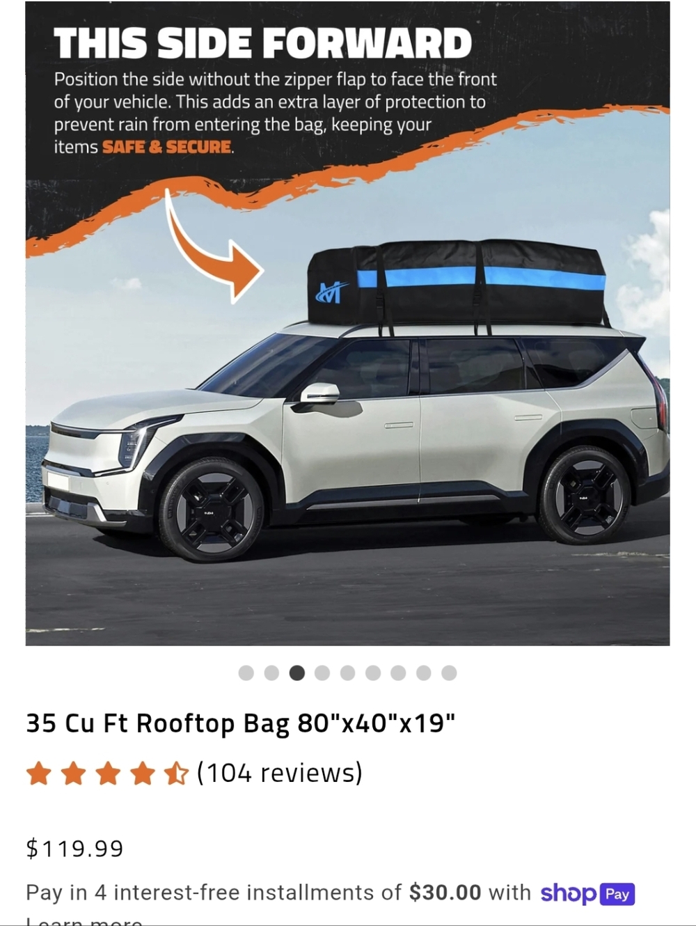 Roof Top Cargo Bag with Blue Accent